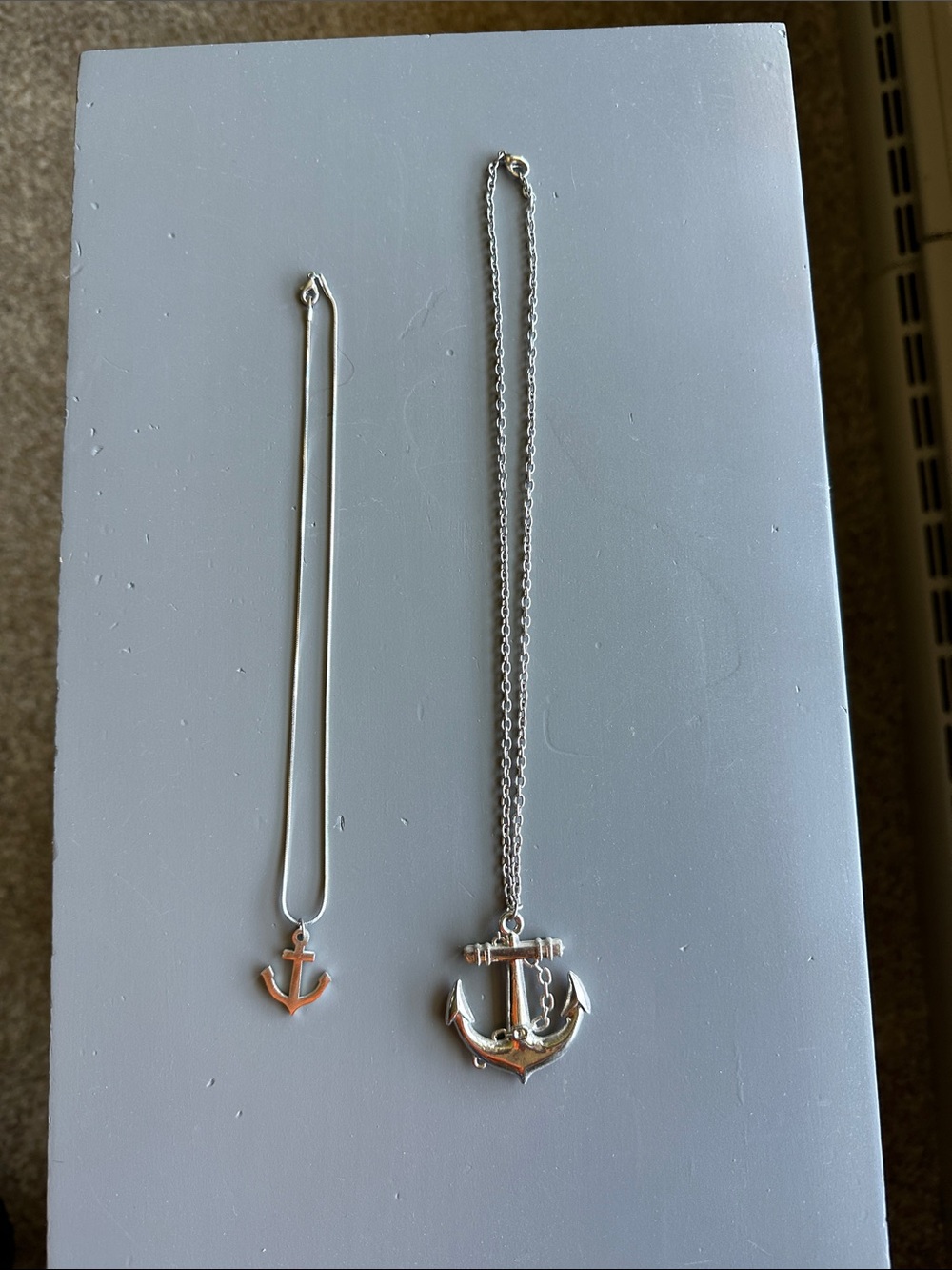 Silver Anchor Pendant Necklace Set